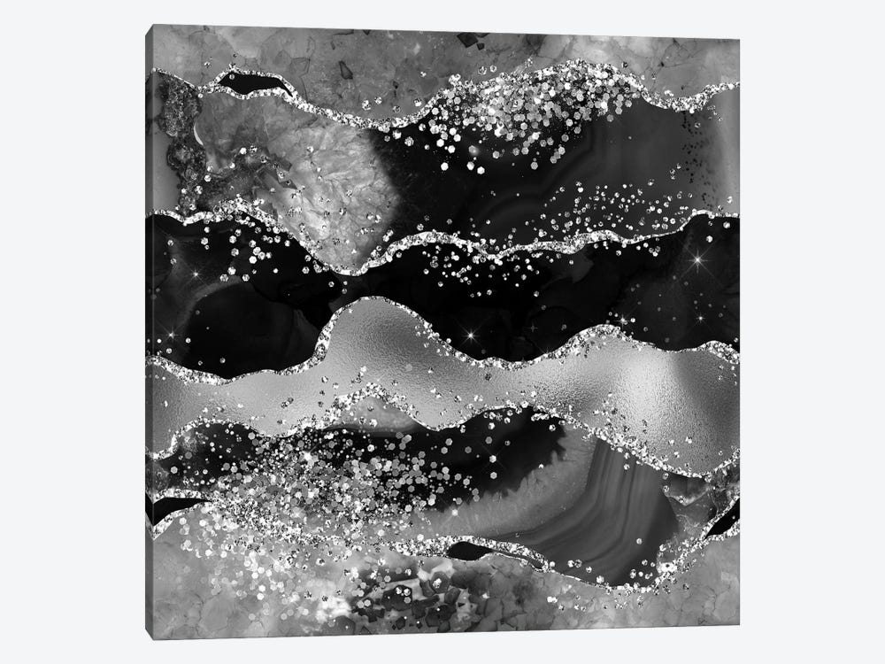 Black Glitter Agate Texture VII by Aloke Design 1-piece Canvas Art