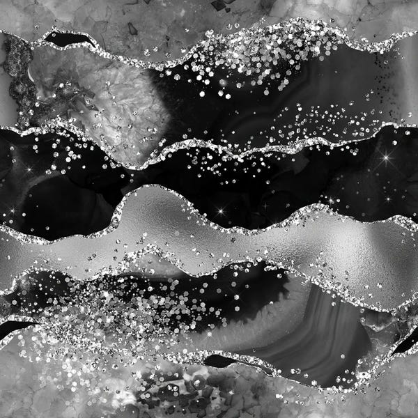 Glam Bedroom: Black Glitter Agate Texture VII by Aloke Design