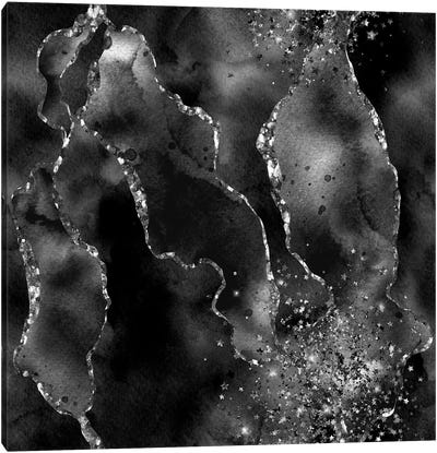 Black Glitter Agate Texture VIII Canvas Art Print - Agate, Geode & Mineral Art