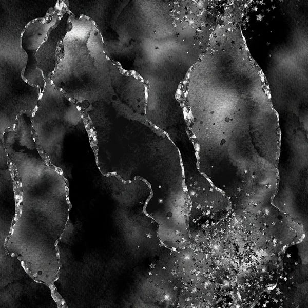 Agates, Geodes & Minerals: Black Glitter Agate Texture VIII by Aloke Design