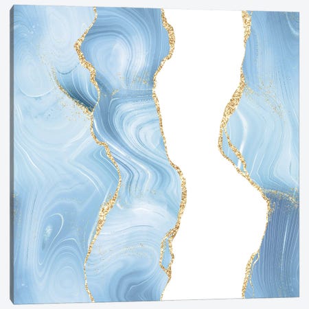 Blue Gold Glitter Agate Texture VII Canvas Print #AKD118} by Aloke Design Canvas Art