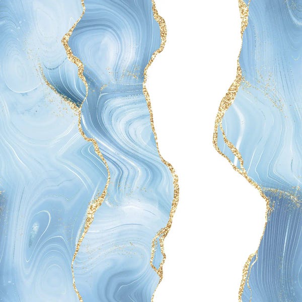 Aloke Design: Blue Gold Glitter Agate Texture VII by Aloke Design