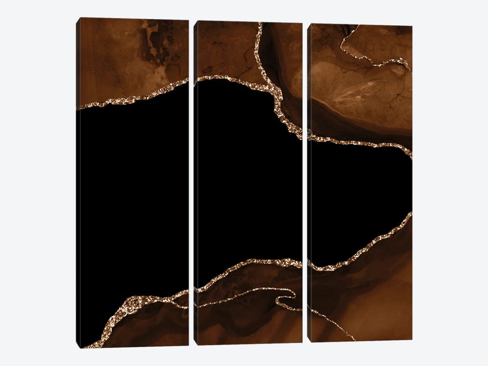 Brown Gold Agate Texture IV by Aloke Design 3-piece Canvas Art Print