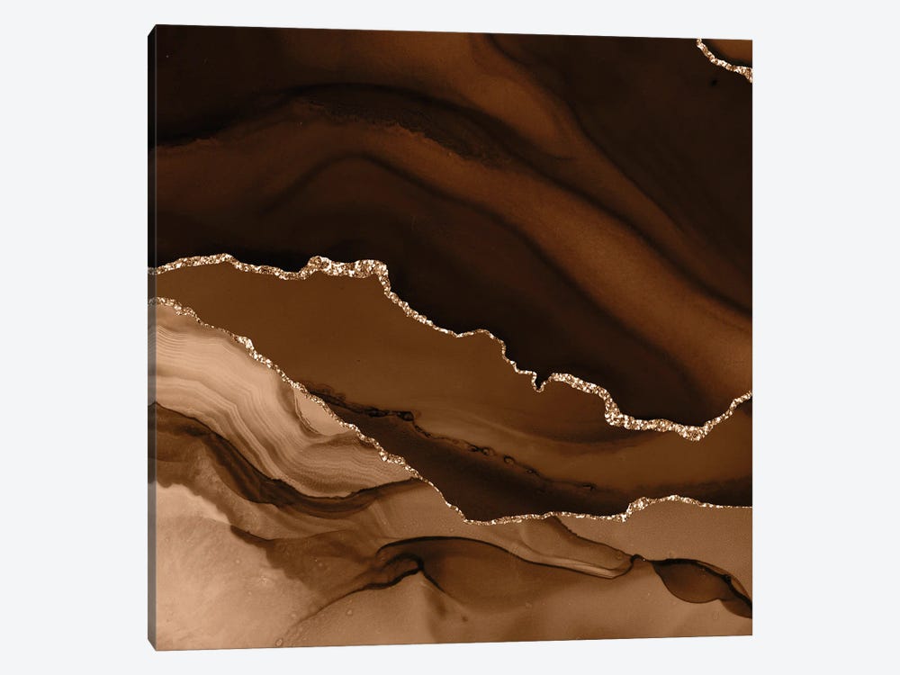 Brown Gold Agate Texture XII by Aloke Design 1-piece Canvas Art Print