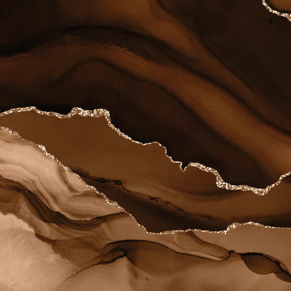 Aloke Design: Brown Gold Agate Texture XII by Aloke Design