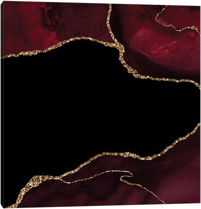 Burgundy Gold Agate Texture IV Canvas Art Print - Red Abstract Art
