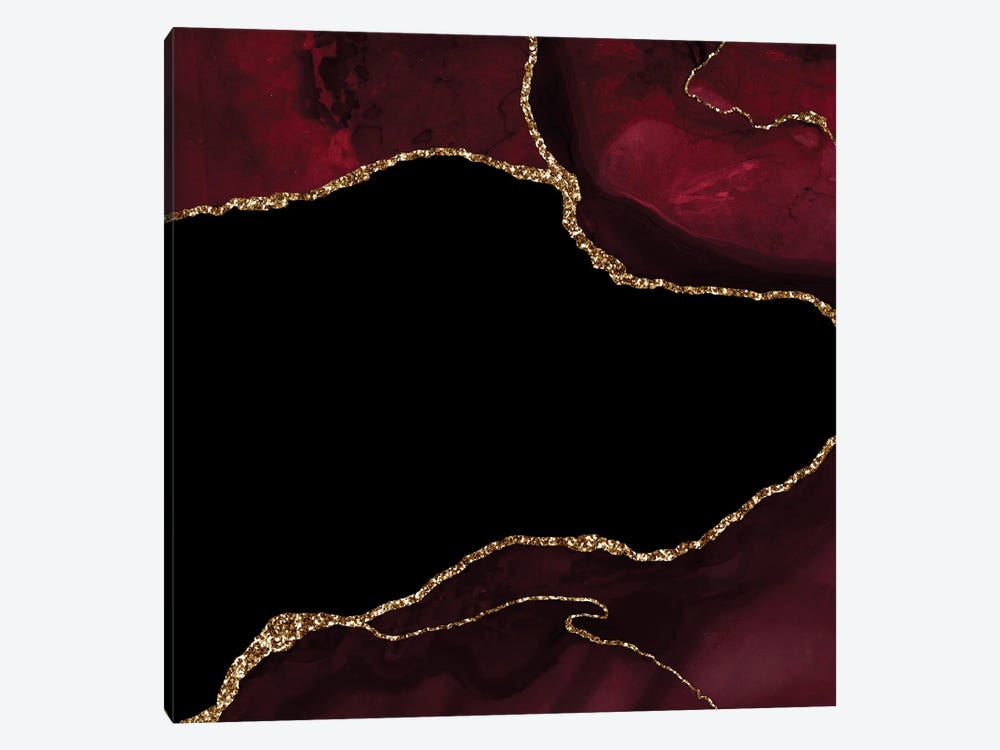 Burgundy Gold Agate Texture IV by Aloke Design 1-piece Canvas Wall Art