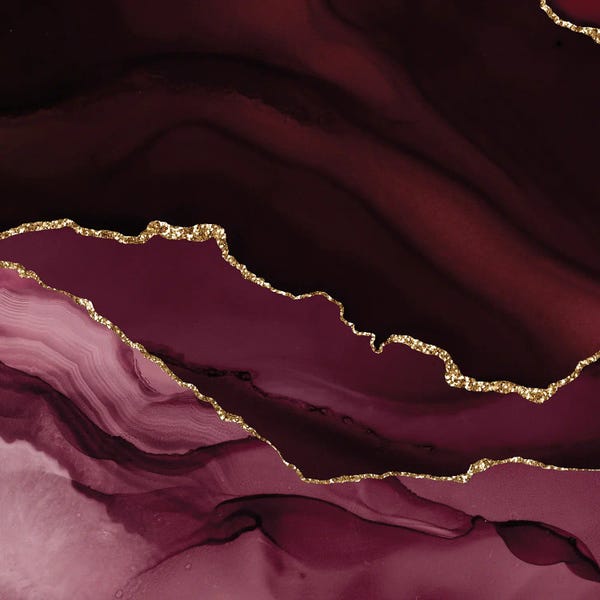 Agates, Geodes & Minerals: Burgundy Gold Agate Texture XII by Aloke Design