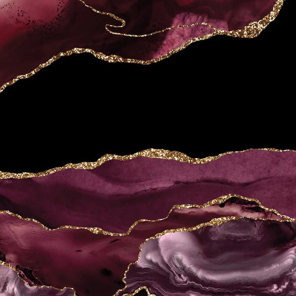 Aloke Design: Burgundy Gold Agate Texture XVI by Aloke Design