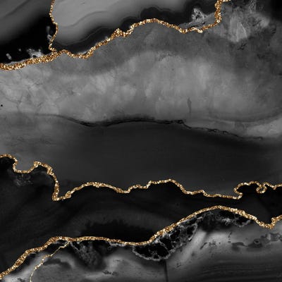 Black Gold Agate Texture II by Aloke Design framed wall art