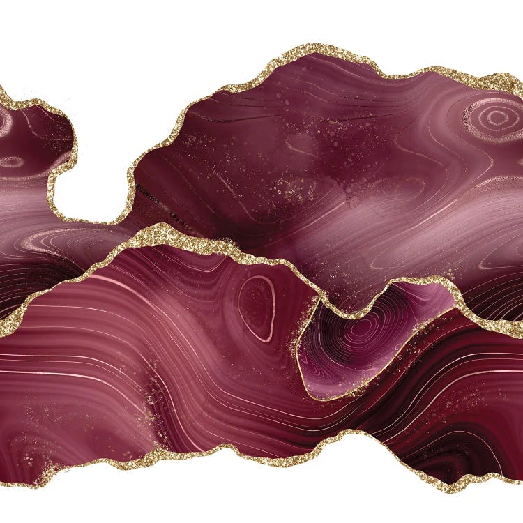 Burgundy Gold Glitter Agate Texture VIII