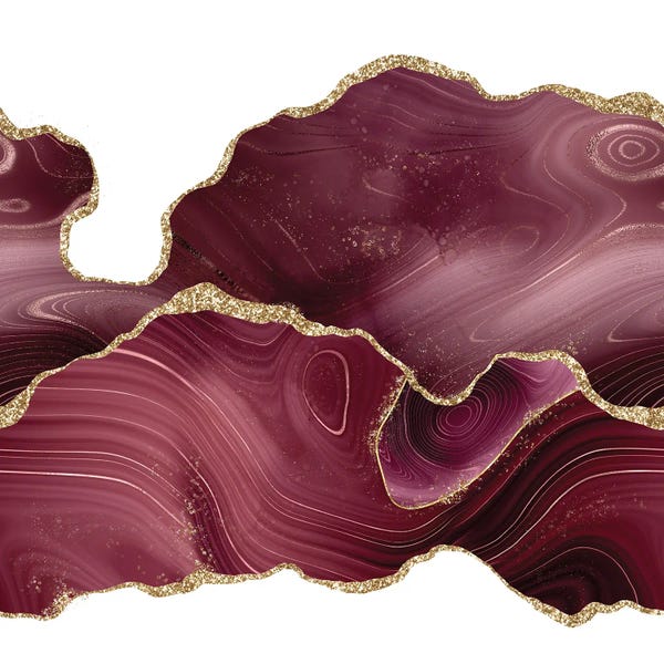 Agates, Geodes & Minerals: Burgundy Gold Glitter Agate Texture VIII by Aloke Design