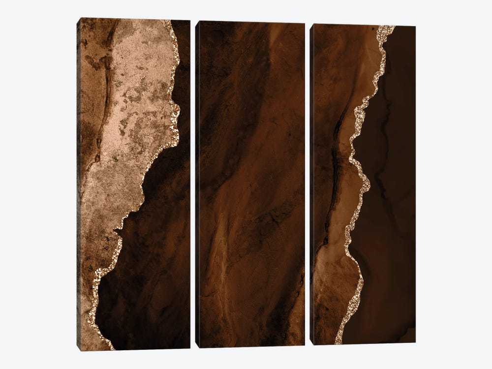 Brown Gold Agate Texture I by Aloke Design 3-piece Canvas Art Print