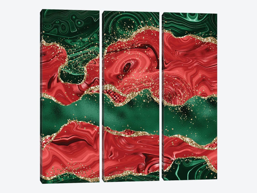 Christmas Glitter Agate Texture I by Aloke Design 3-piece Canvas Art