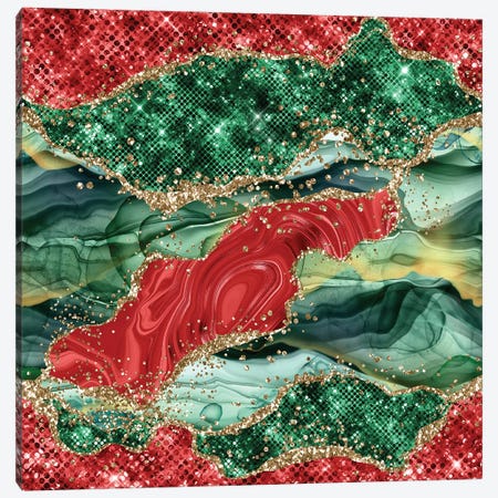 Christmas Glitter Agate Texture III Canvas Print #AKD198} by Aloke Design Canvas Art