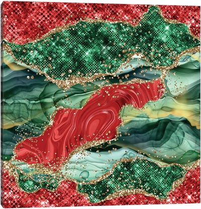 Christmas Glitter Agate Texture III Canvas Art Print - Agate, Geode & Mineral Art
