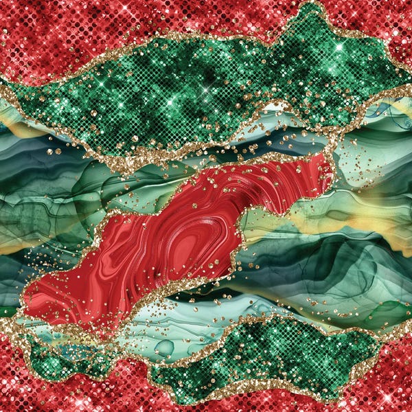 Gold Abstract Art: Christmas Glitter Agate Texture III by Aloke Design