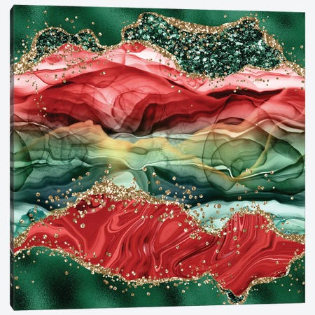 Christmas Glitter Agate Texture IV Canvas Print #AKD199} by Aloke Design Canvas Artwork