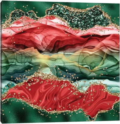 Christmas Glitter Agate Texture IV Canvas Art Print - Aloke Design