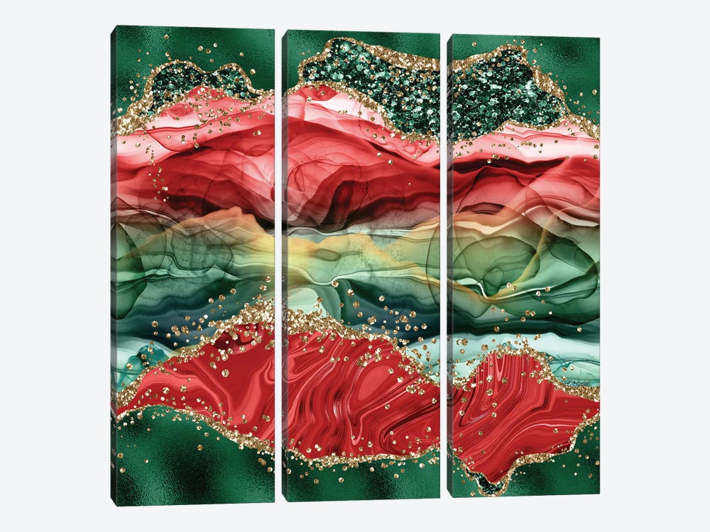 Christmas Glitter Agate Texture IV by Aloke Design 3-piece Canvas Print
