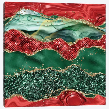 Christmas Glitter Agate Texture V Canvas Print #AKD200} by Aloke Design Canvas Artwork