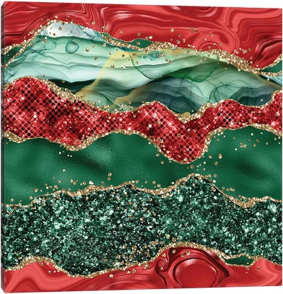 Christmas Glitter Agate Texture V Canvas Art Print - Aloke Design