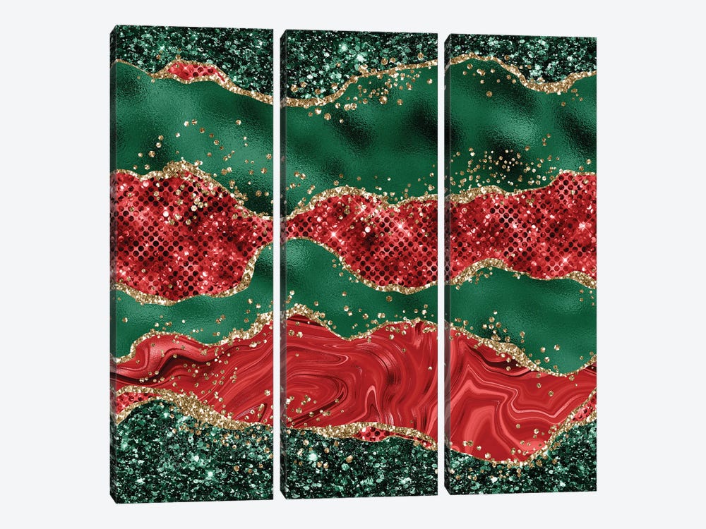 Christmas Glitter Agate Texture VI by Aloke Design 3-piece Canvas Wall Art