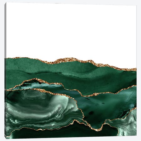 Emerald Gold Agate Texture V Canvas Print #AKD207} by Aloke Design Canvas Print