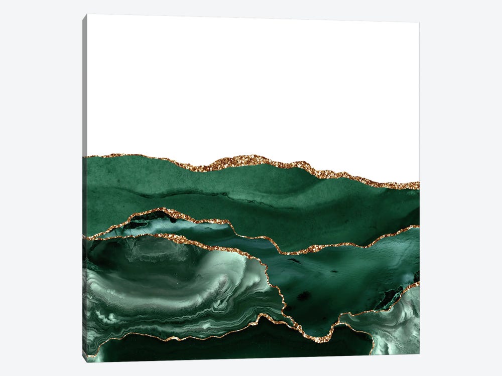Emerald Gold Agate Texture V by Aloke Design 1-piece Canvas Wall Art