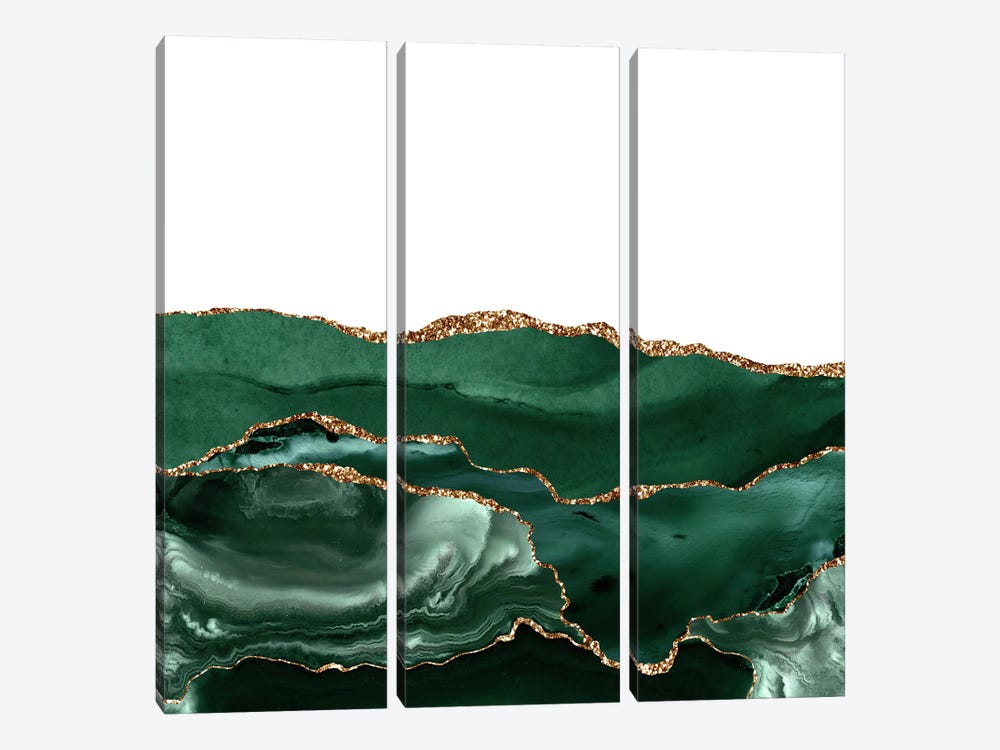 Emerald Gold Agate Texture V by Aloke Design 3-piece Canvas Art