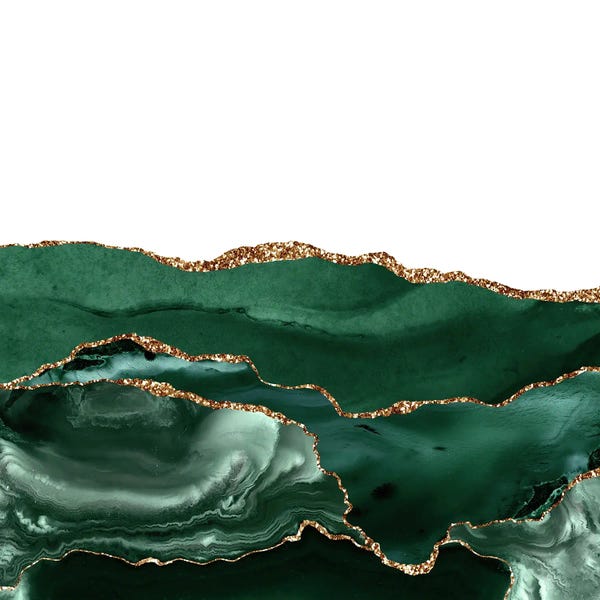 Black & White & Green: Emerald Gold Agate Texture V by Aloke Design
