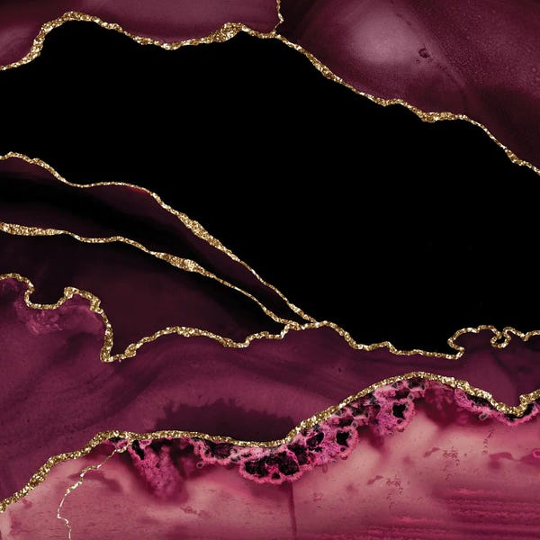 Aloke Design: Burgundy Gold Agate Texture XIV by Aloke Design
