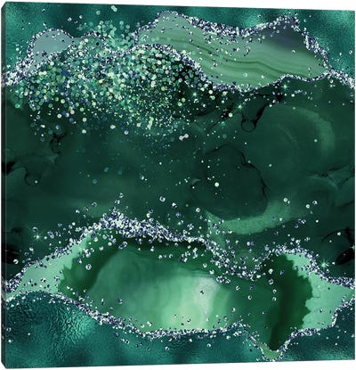 Emerald Glitter Agate Texture IV Canvas Art Print - Aloke Design