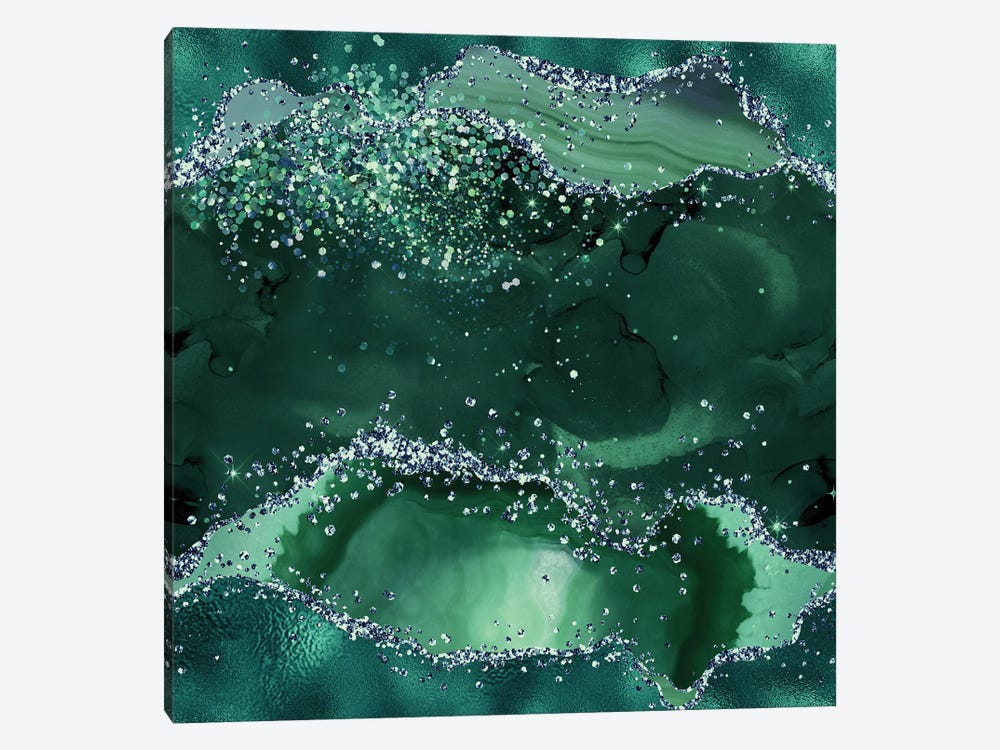 Emerald Glitter Agate Texture IV by Aloke Design 1-piece Art Print