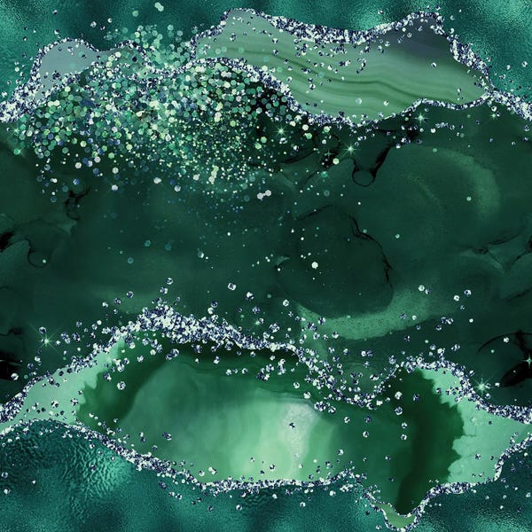 Aloke Design: Emerald Glitter Agate Texture IV by Aloke Design