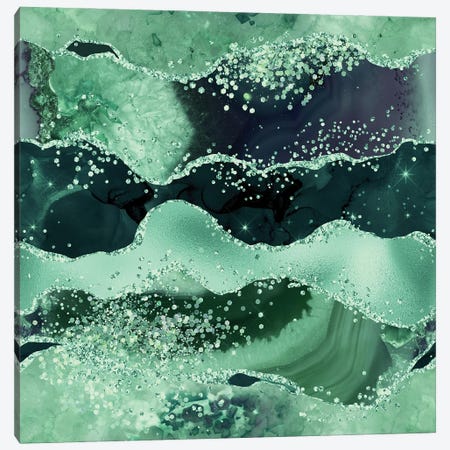 Emerald Glitter Agate Texture VI Canvas Print #AKD24} by Aloke Design Art Print