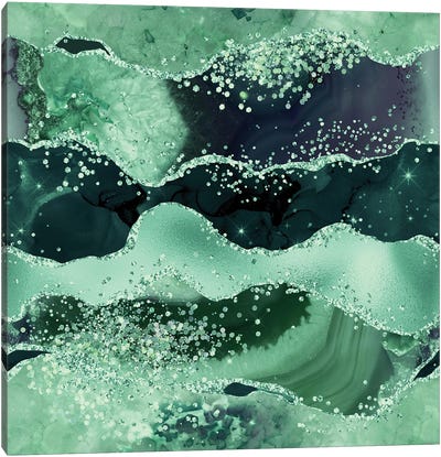 Emerald Glitter Agate Texture VI Canvas Art Print - Aloke Design