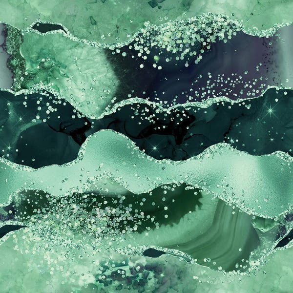 Agates, Geodes & Minerals: Emerald Glitter Agate Texture VI by Aloke Design
