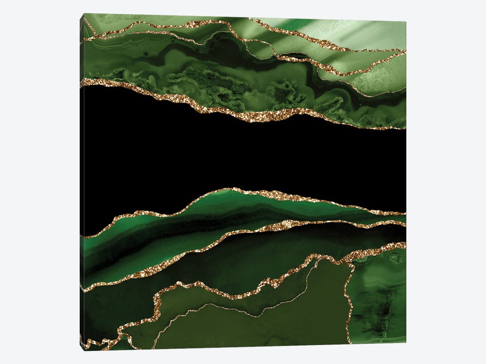 Green Gold Agate Texture XI by Aloke Design 1-piece Canvas Wall Art