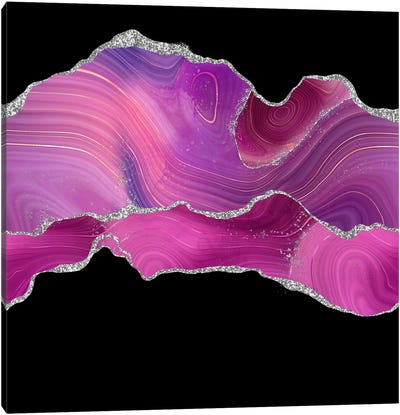 Magenta Silver Agate Texture IV Canvas Art Print - Purple Abstract Art