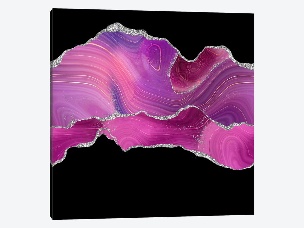 Magenta Silver Agate Texture IV by Aloke Design 1-piece Canvas Art Print