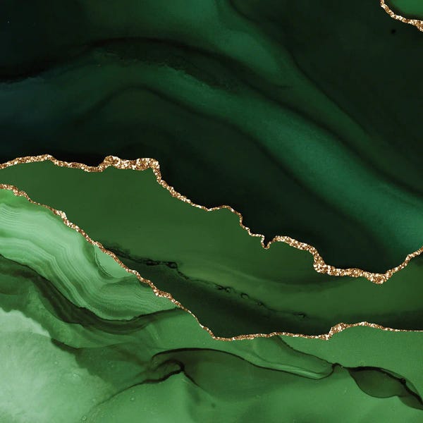 Aloke Design: Green Gold Agate Texture XII by Aloke Design