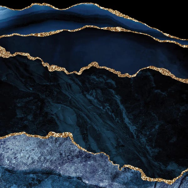 Aloke Design: Navy Gold Agate Texture II by Aloke Design