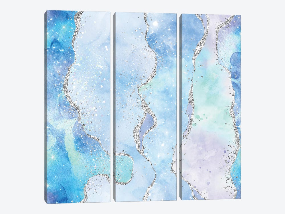 Ocean Glitter Agate Texture I by Aloke Design 3-piece Canvas Art Print