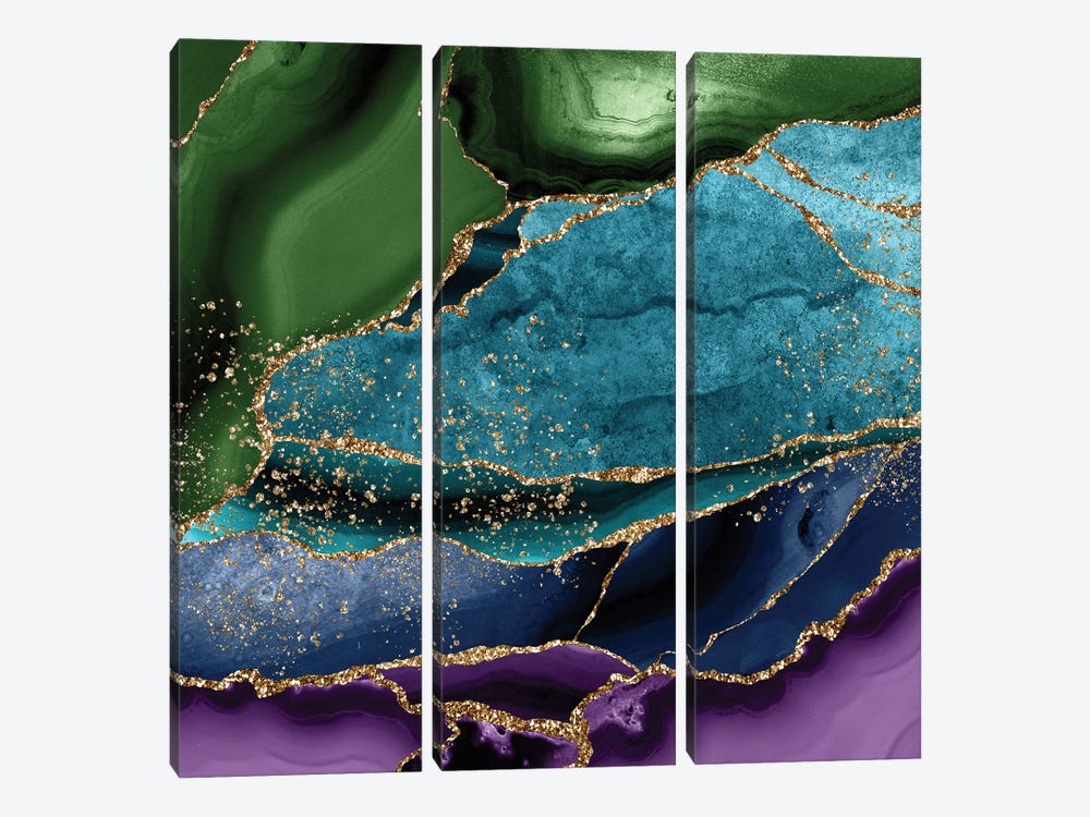 Peacock Agate Texture I by Aloke Design 3-piece Canvas Wall Art