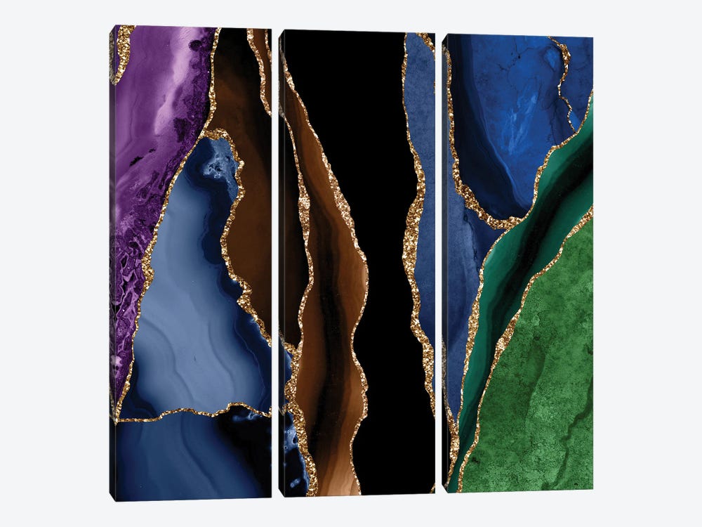 Peacock Agate Texture XI by Aloke Design 3-piece Canvas Print
