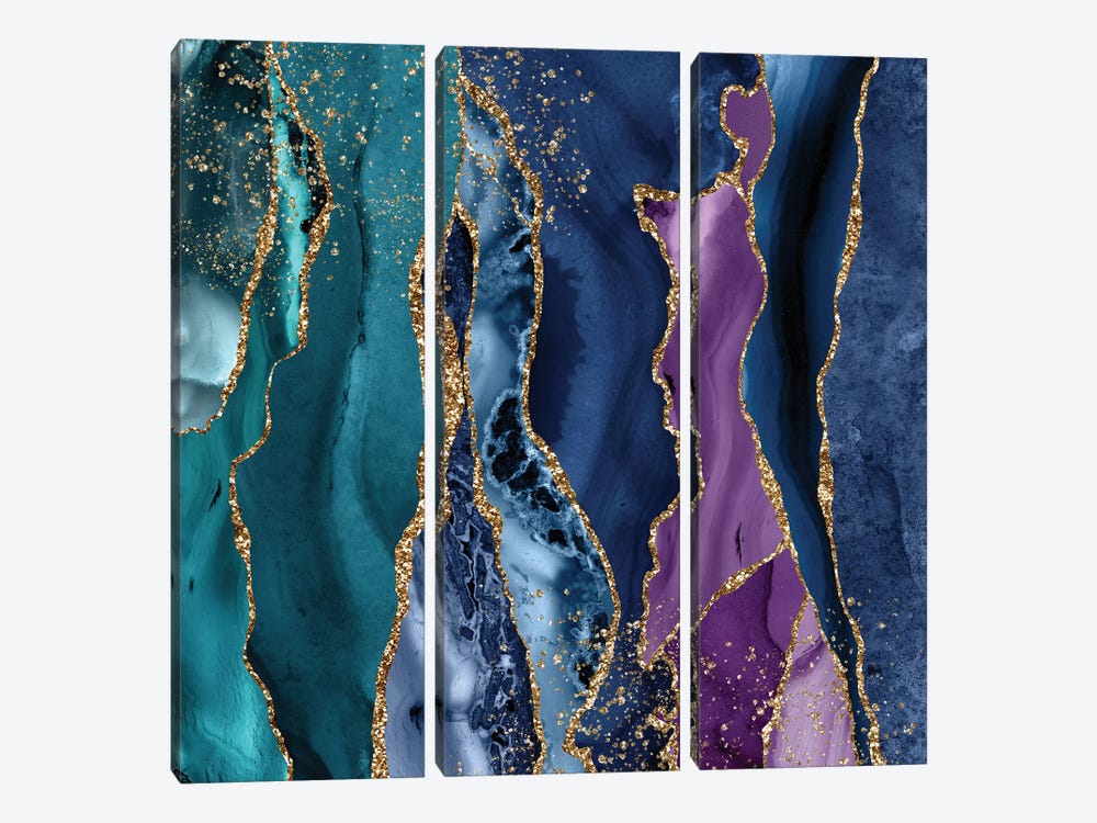Peacock Agate Texture XII by Aloke Design 3-piece Canvas Artwork
