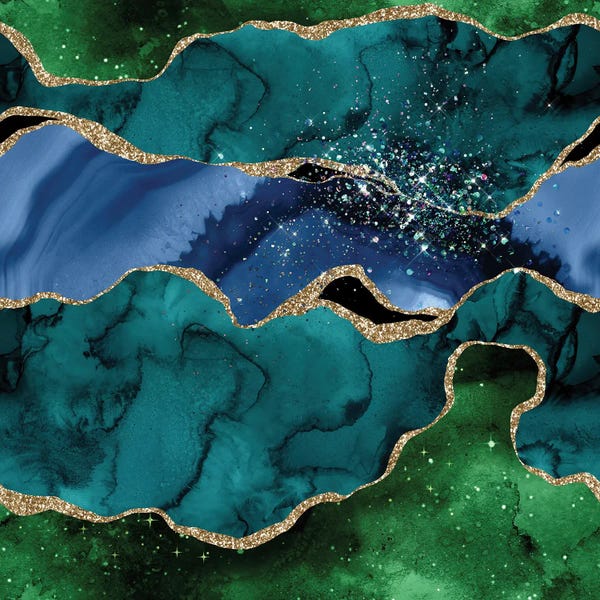 Aloke Design: Peacock Glitter Agate Texture I by Aloke Design