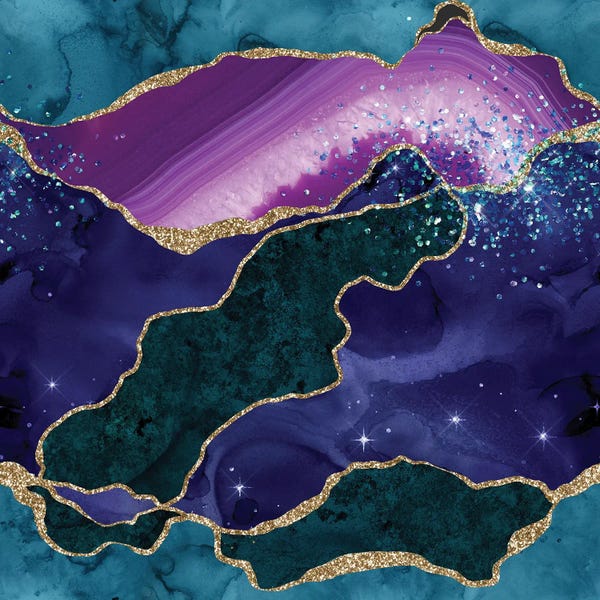 Jewel Tone Abstracts: Peacock Glitter Agate Texture III by Aloke Design