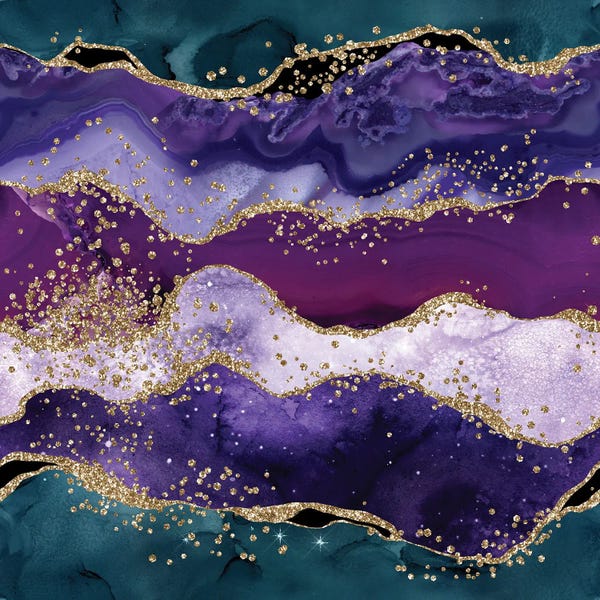 Jewel Tone Abstracts: Peacock Glitter Agate Texture VI by Aloke Design